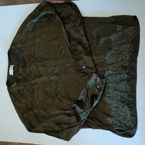 Faith Connexion Dark Green Silk and Lace Lightweight Tunic Top A9